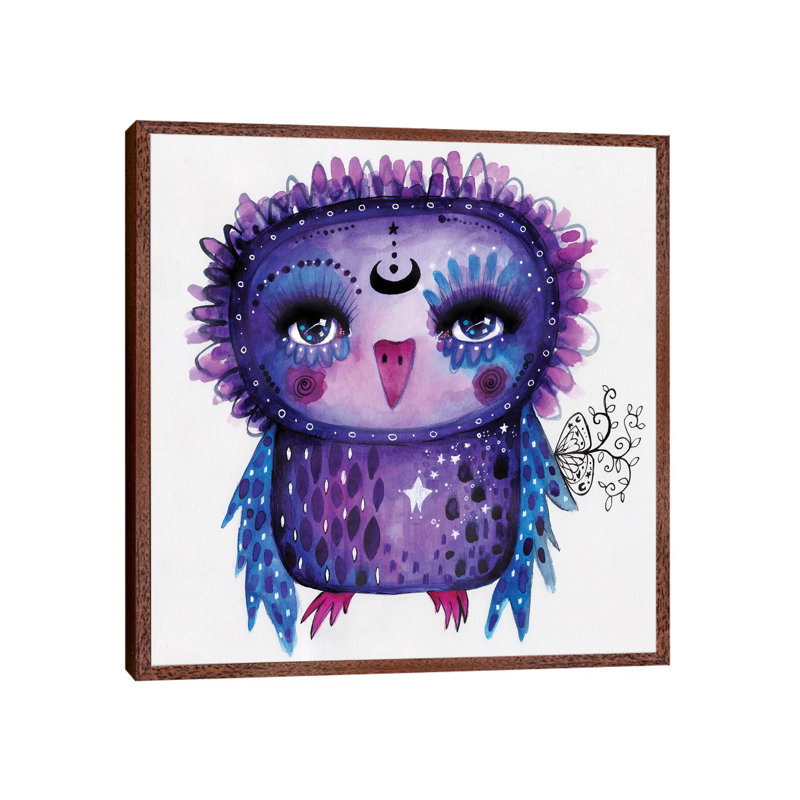 Moon Glow Quirky Bird by Tamara Laporte - Print on Canvas, 45.72 cm H x 45.72 cm W, Classic Brown Wood Framed