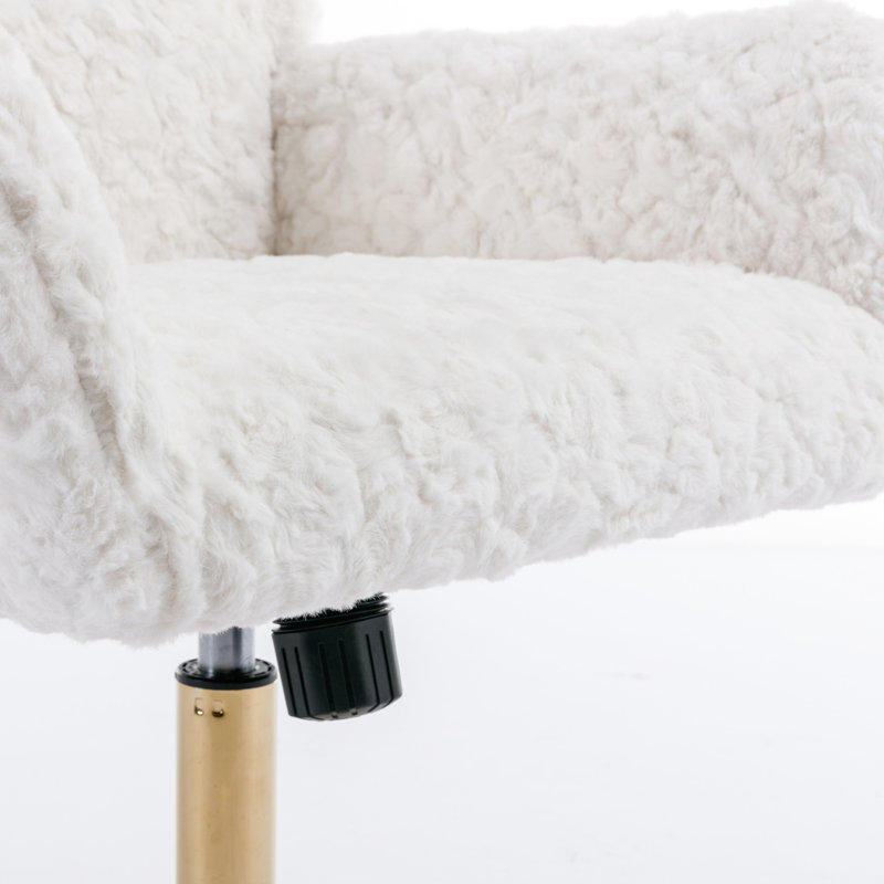 Fauteuil pivotant réglable pour chambre à coucher, base de 320 mm, inclinaison de 40 po, laine d'alpaga artificielle, velours beige