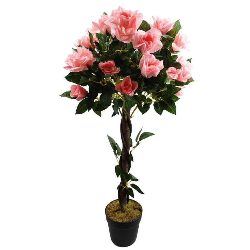 Plastic, Silk Rose Arrangement in Pot