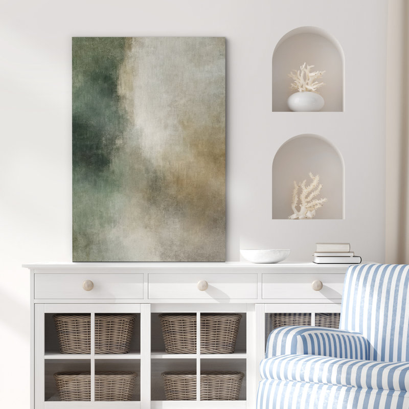 «Deep Forest» vert et doux neutre se fondant pour un décor minimaliste moderne - impression d'art sur toile encadrée