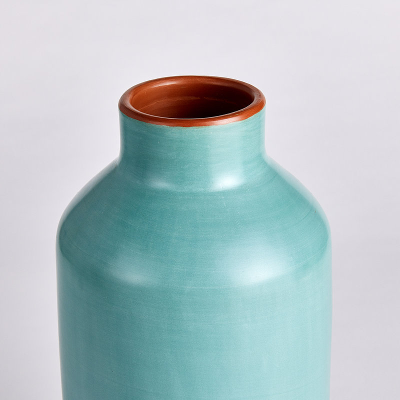 Lucela Handmade Terracotta Table Vase, Pastel Blue