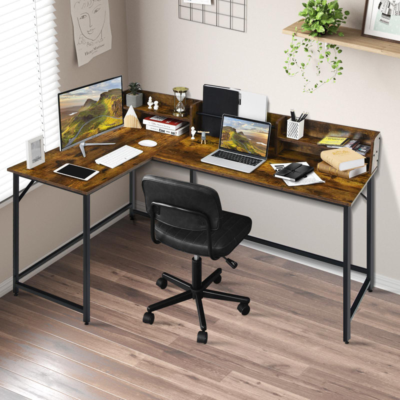 Bureau en L Walkersville, Chêne / Noir