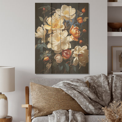 Majestic jaune doré - magnolia, art mural sur bois de pin naturel