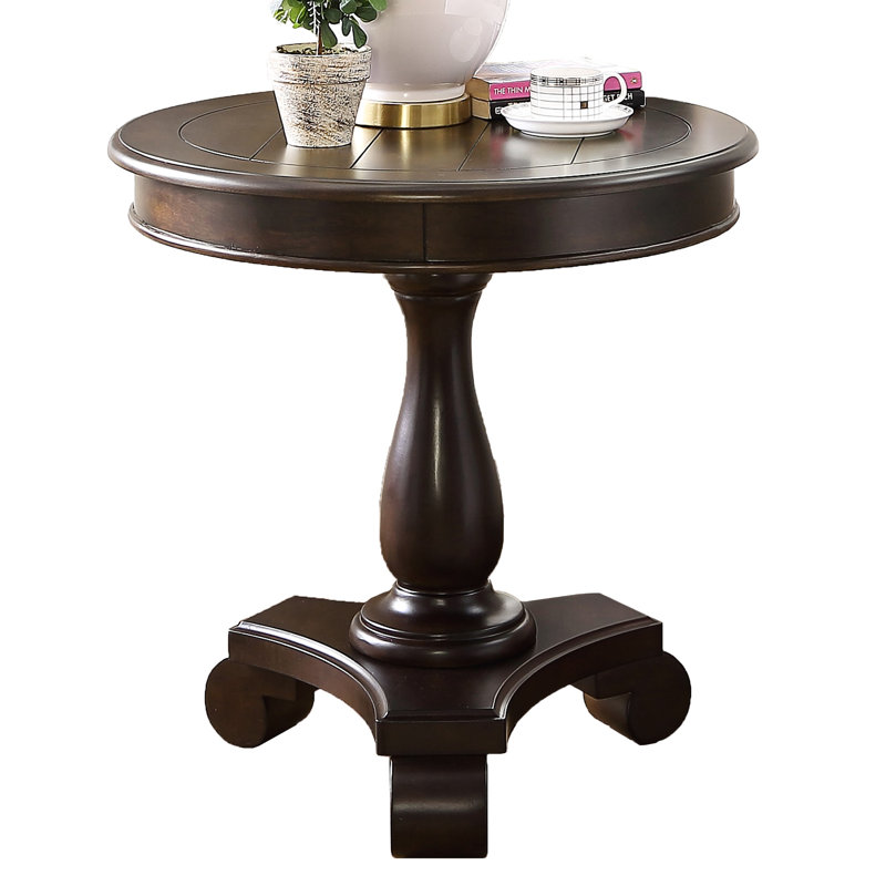 Table d'appoint 26 po en bois avec piédestal élégant et carré