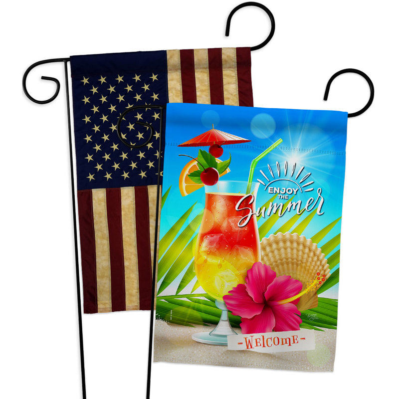Drapeau de jardin été en polyester à 2 côtés H 19 x l 13