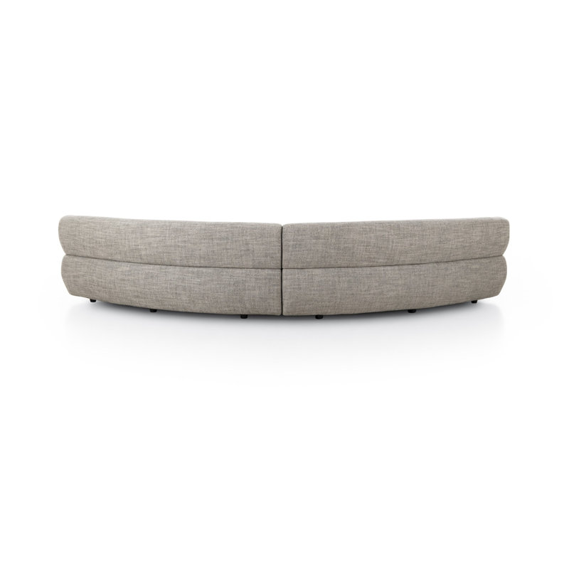 Athens Gray Curved Polyester Blend 2-Piece Sofa