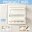 2‑Tier Adhesive Bedside Shelf with Hooks, White