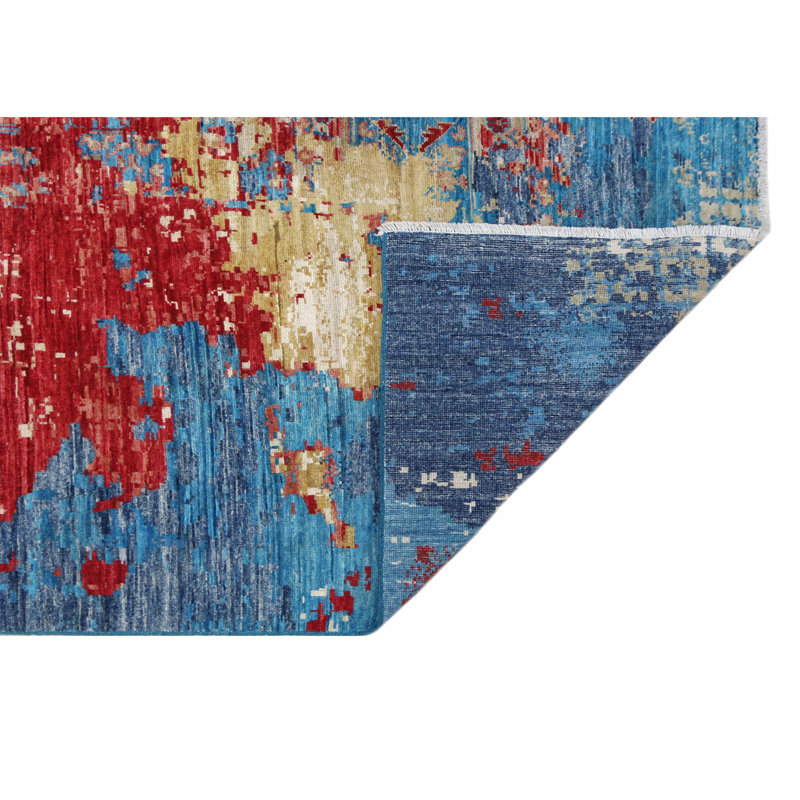 Hand Knotted Wool Area Rug in Multi