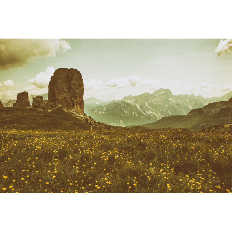 Floral Fields' by Aledanda - Painting Print, 30cm H x 46cm W, Black Floater Framed
