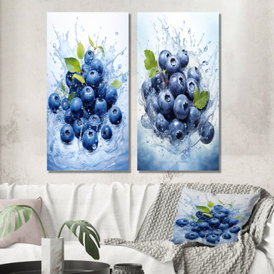 Ballet Blue Berry Ballet Fruit - fruits, ensemble de 3 reproductions d'art mural en métal