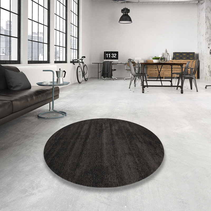 Tapis contemporain gris / noir Loeb, Rond 3 pi