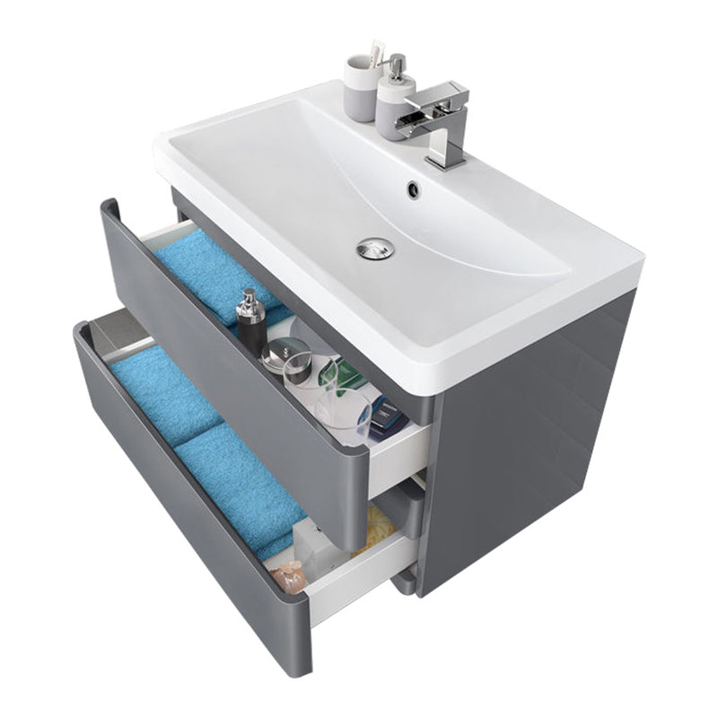 Avarae 800mm Bathroom Vanity Unit Resin Basin Sink Storage Wall Hung Cabinet , Gray