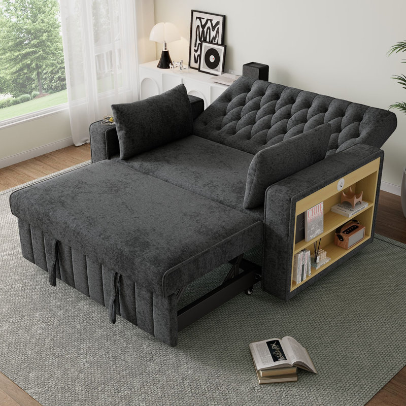 Upholstered Chaise Lounge, Gray