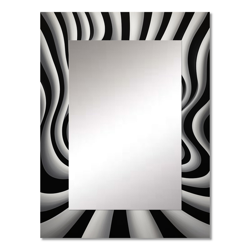 Noir et blanc, art optique Dream I - Op Art, grand miroir mural, miroir moderne unique, 32 po x 24 po