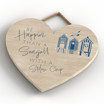 Beach Stolen Chip Wooden Heart Wall Décor