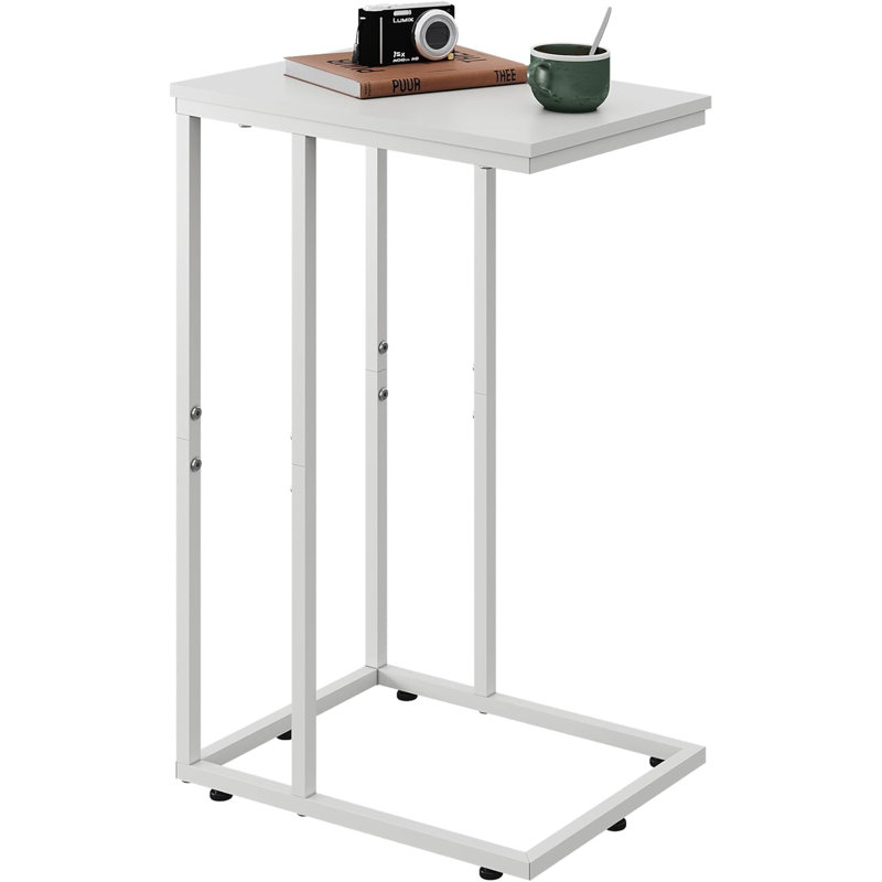 C Shaped End Table Side Table For Couch, Sofa And Bed, White