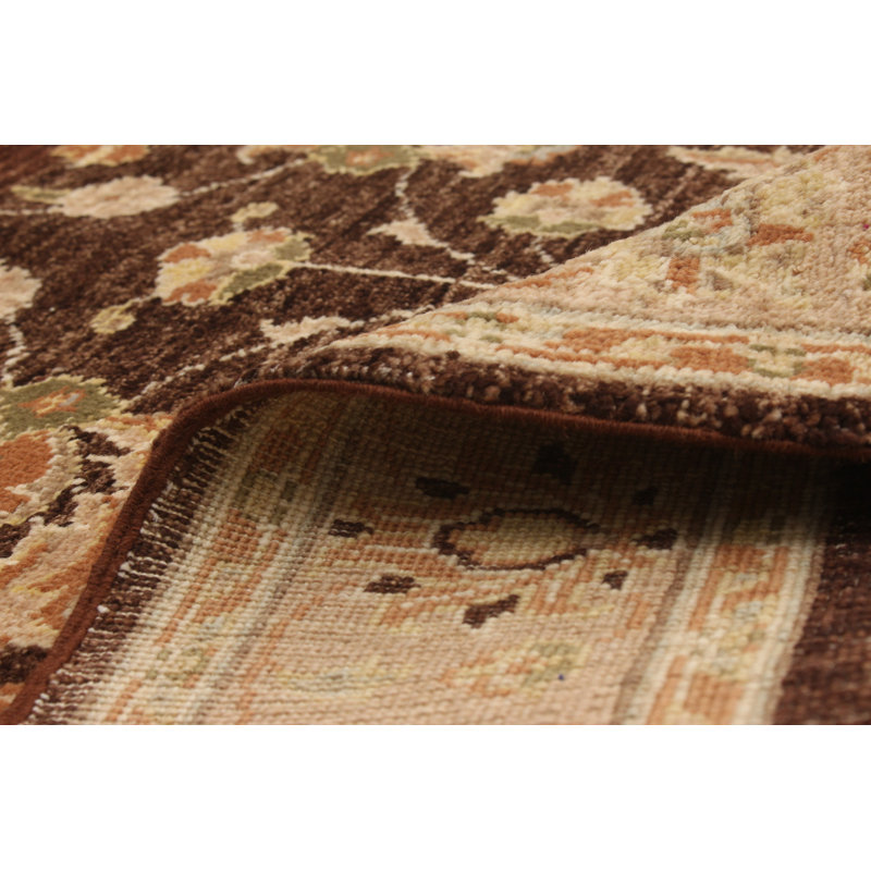 Tapis zone en laine chobi doré/brun 4 pi x 6 po main one-of-kind-noué la 2010 Allahna
