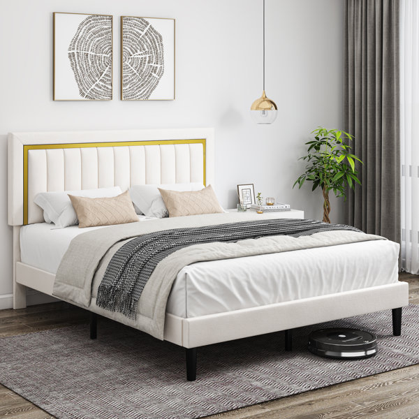 Willa Arlo Interiors Valery Upholstered Bed with Adjustable Headboard ...