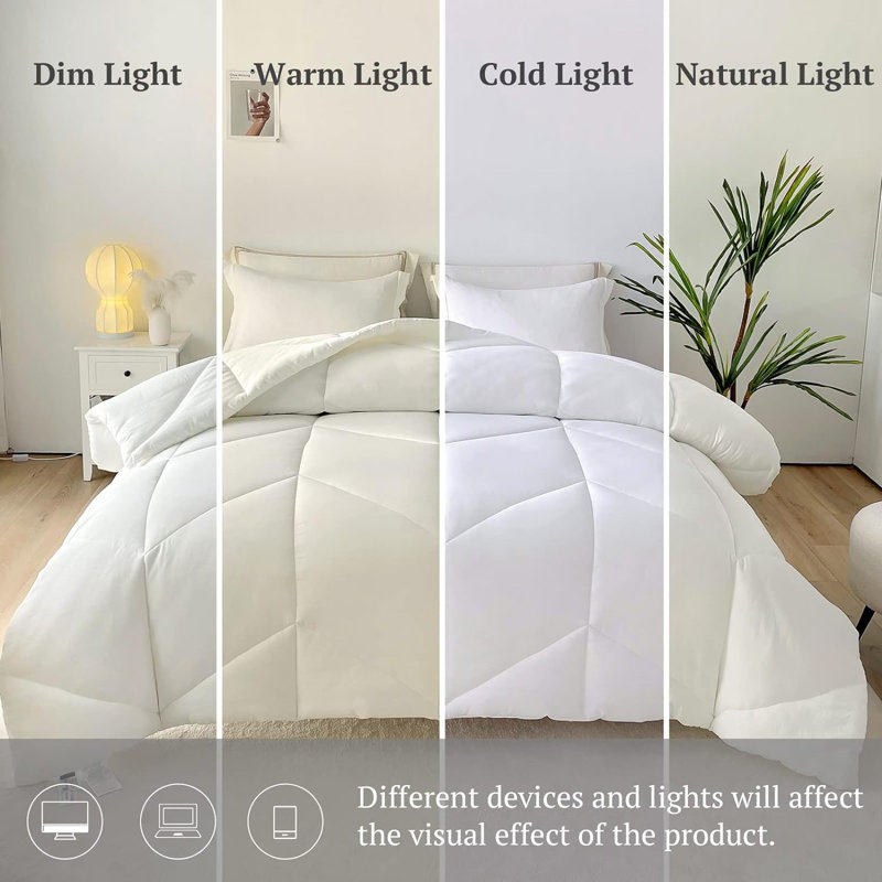 Édredon en duvet synthétique toutes saisons, Lit simple, Blanc