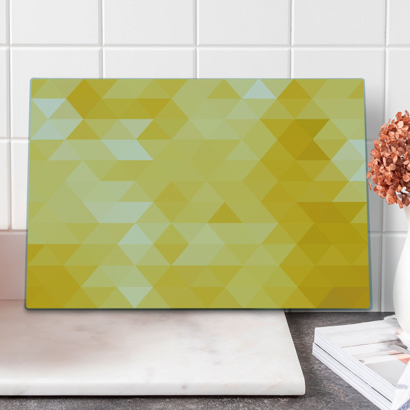 Ambesonne Yellow Cutting Board Large Size Geometric Triangle Yellow