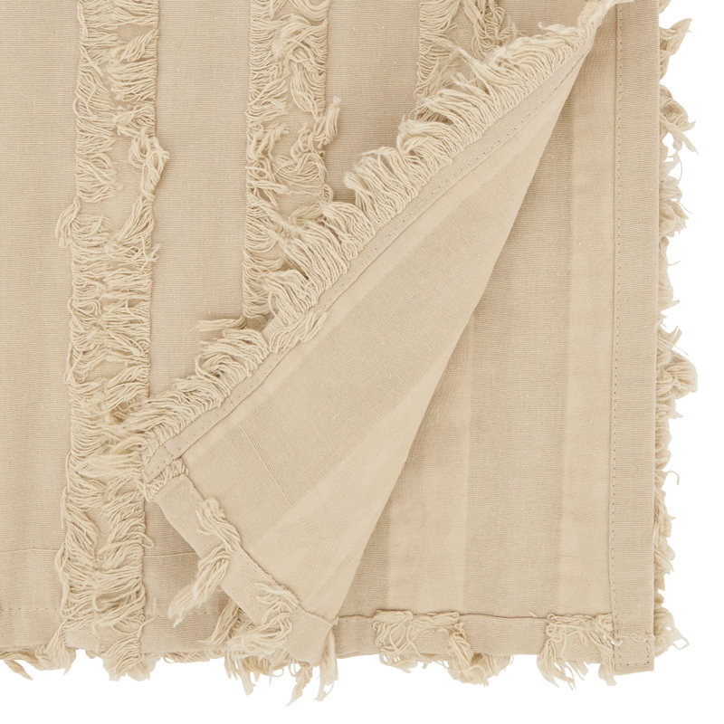 Natural Cotton Linen Fringe Stripe Table Runner