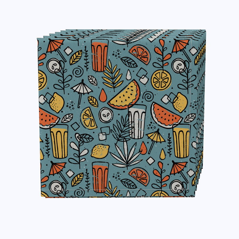 Cotton Twill Floral Square Napkin