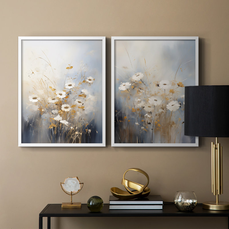 FLORAL Series CCCCLIX - reproduction encadrée de qualité supérieure - prête à être accrochée - aucun clou requis - aucun clou requis