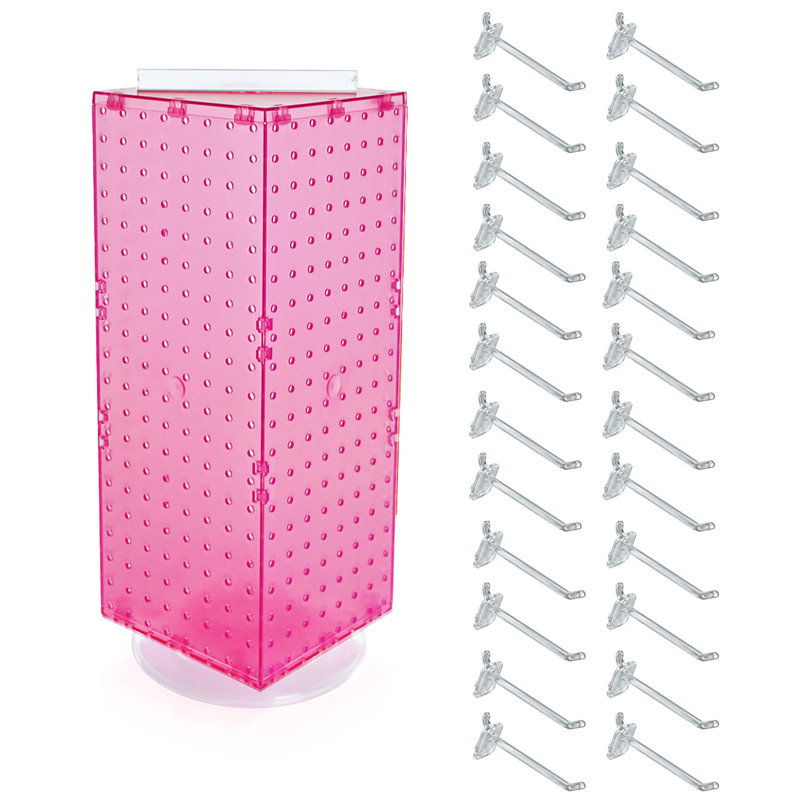 Four-Sided Revolving 8"W x 20"H Pegboard Counter Display w/24 4" Hooks