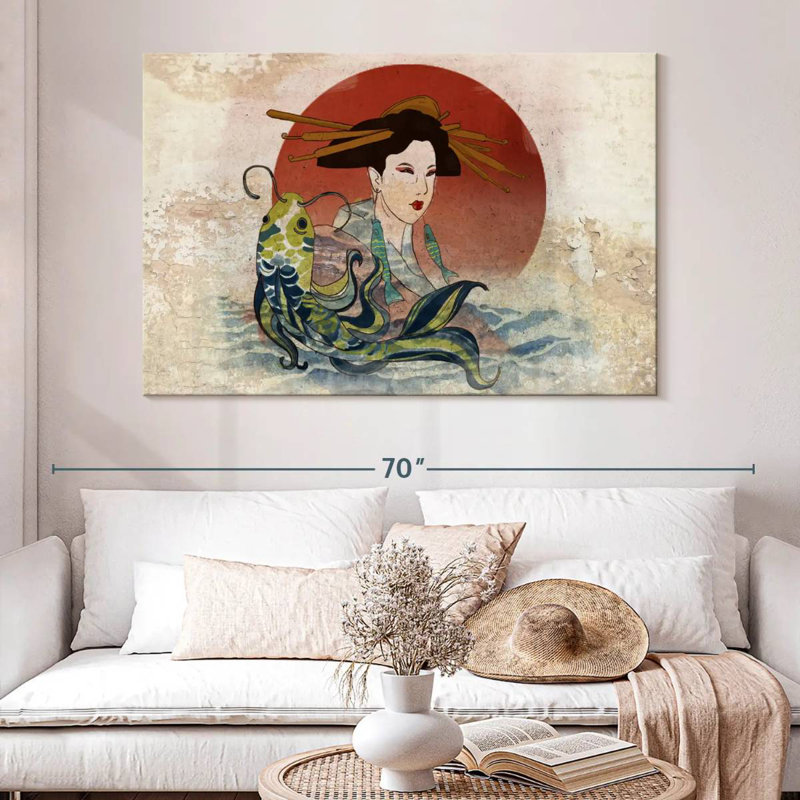 Leisha Geisha And Koi, 34" H x 51" W