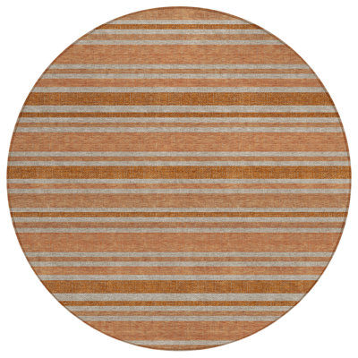 Tapis extérieur rond lavable antidérapant 8 pi beige et orange