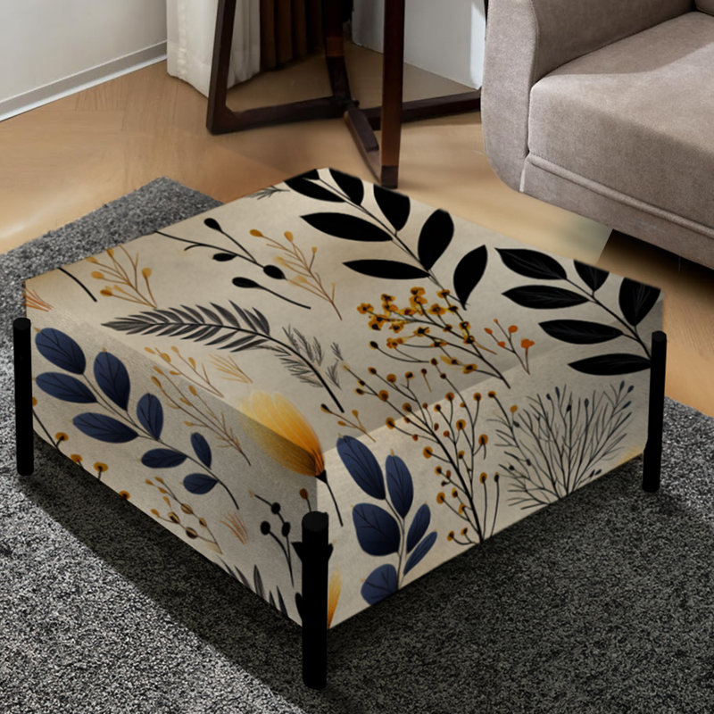 Minimalist Beige Garden Floral Dreams - Grand repose-pieds carré floral
