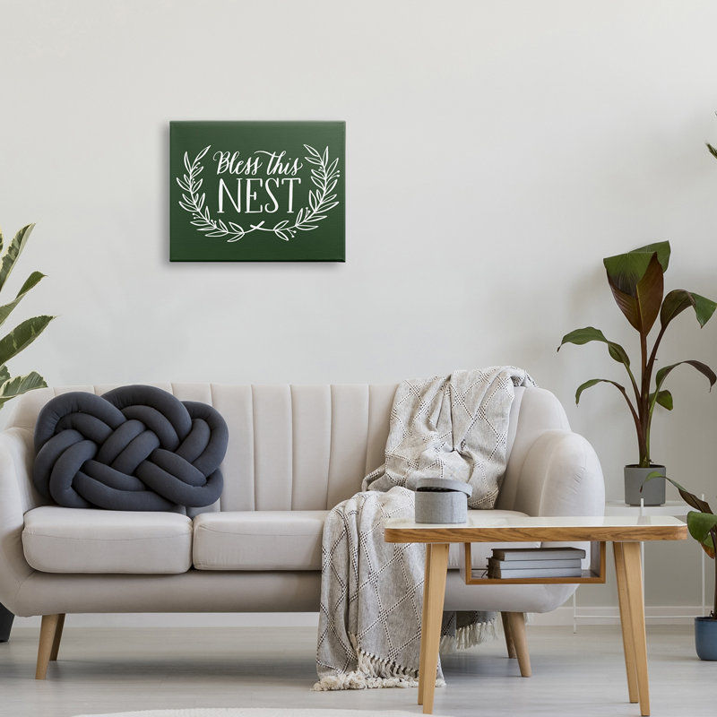 Bless This Nest Laurel, Toile tendue, H 20 po x l 20 po x P 1,5 po