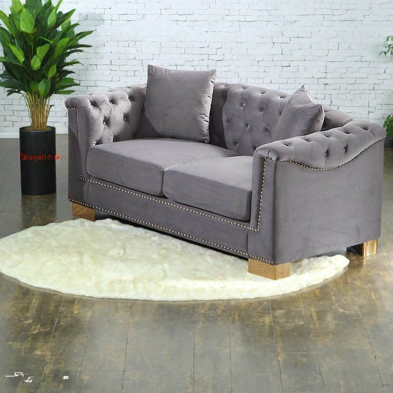 Luxueux canapé deux places en velours, design Chesterfield moderne pour la maison
