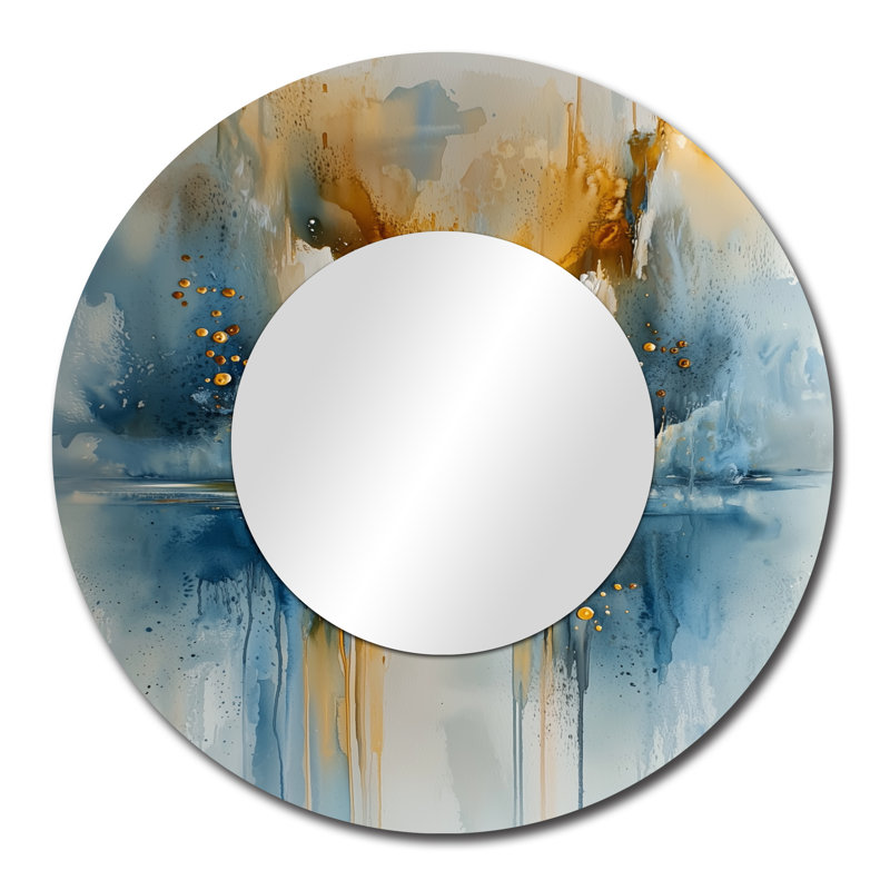 Parallel Coastal Divide Horizon Landscape I - Miroir abstrait pour décoration murale - imprimé sur métal, 29 po x 29 po