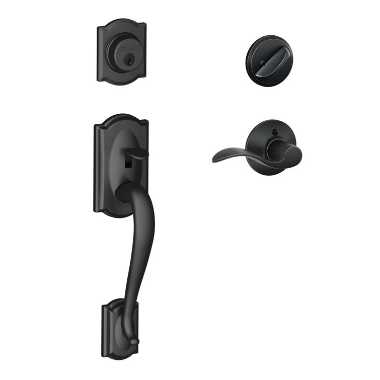 Camelot Handleset with Deadbolt and Accent Door Lever and Rosette