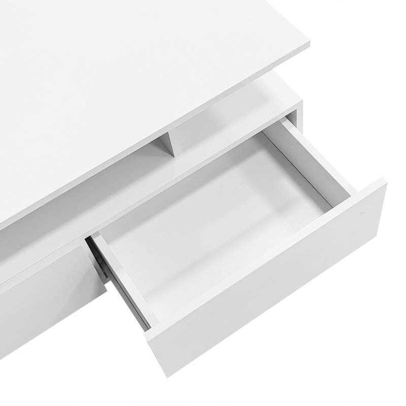 Table basse moderne de 35,4 pouces avec lumières DEL et beaucoup de rangement Valora, Blanc