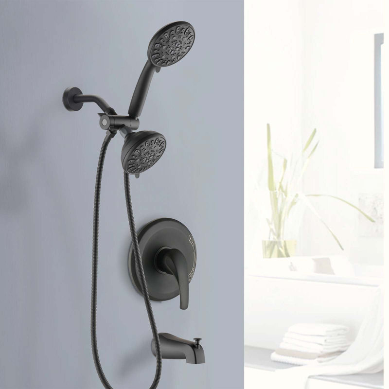 Complete Shower System with Rough in-Valve, Matte Black