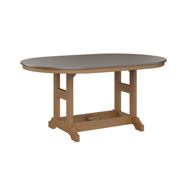 Table de bar Berlin Classic, Bronze martelé, Teck naturel, H 39,5 po x l 64 po x P 44 po