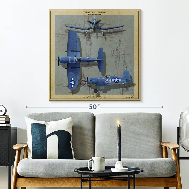 Laelle F4U Corsair Fighter Aircraft Of WWII, 33" H x 33" W