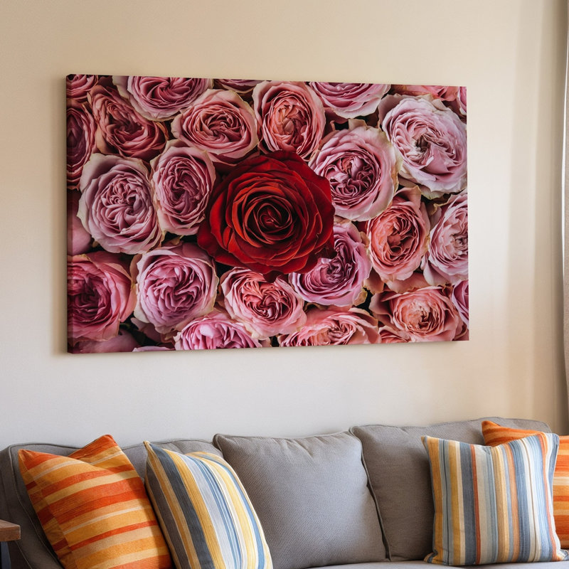 Toile, art mural avec composition de roses, H 20 po x l 30 po