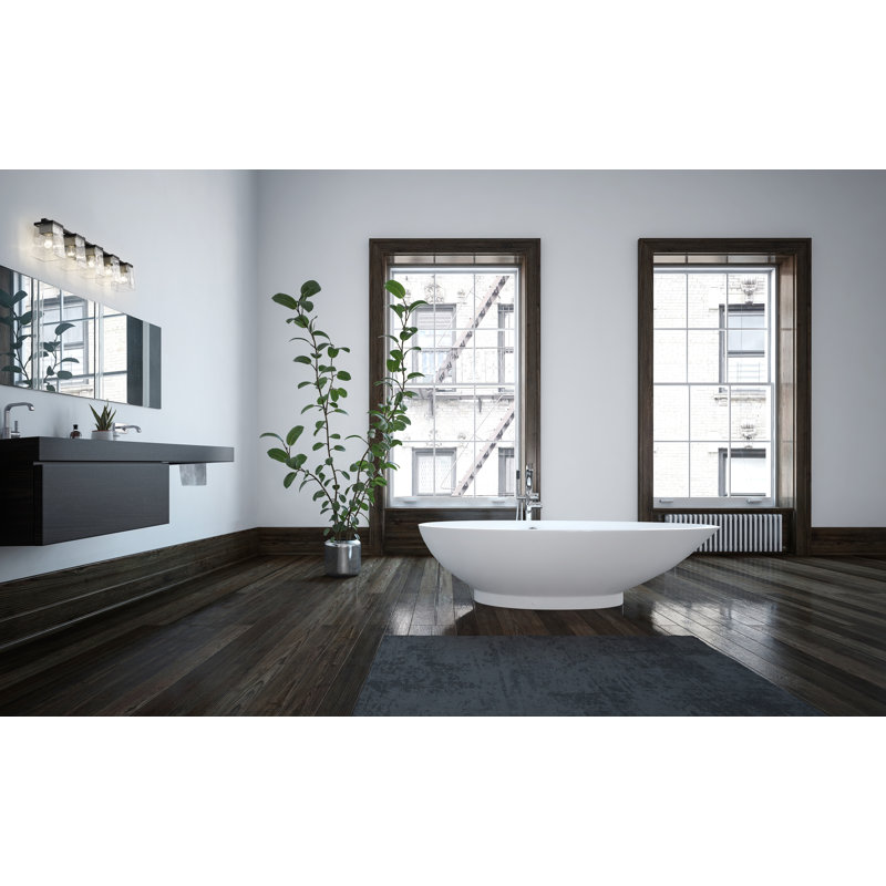 Éclairage de salle de bain à intensité variable 5 lumières avec abat-jour en verre transparent Braydon, Nickel brossé