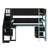 Twin-Size Wooden Loft Bed Designed For Gaming, Features Stairs With Storage, Built-In Desk, Shelves & Pegboard-328150289-328150380