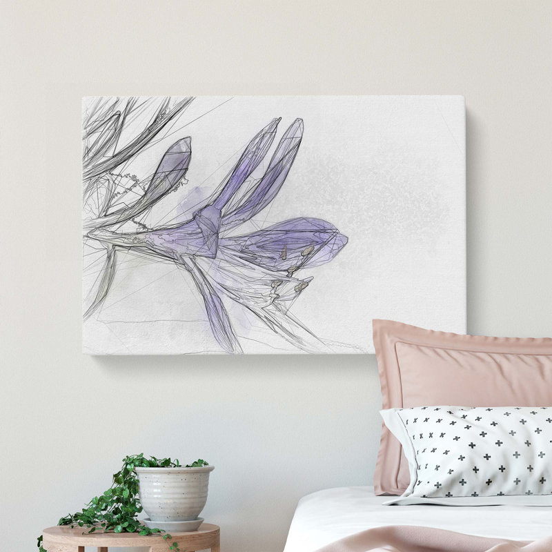 Lilac Lilly Flower In Bloom In Abstract - Wrapped Canvas Print, 40cm H x 60cm W x 3cm D