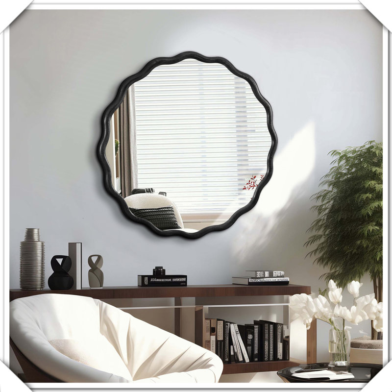 Miroir de meuble-lavabo mural en bois massif, H 31 po x l 31 po, Noir