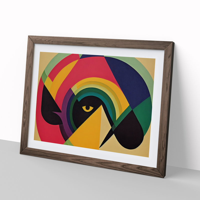 Striking Modern Abstract Art - Single Picture Frame Print, 34cm H x 46cm W x 2cm D, Walnut