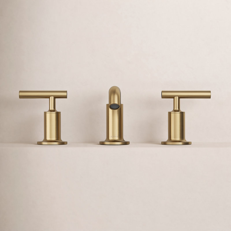 Purist Widespread Bathroom Faucet with Drain Assembly, Vibrant Brushed Moderne Brass