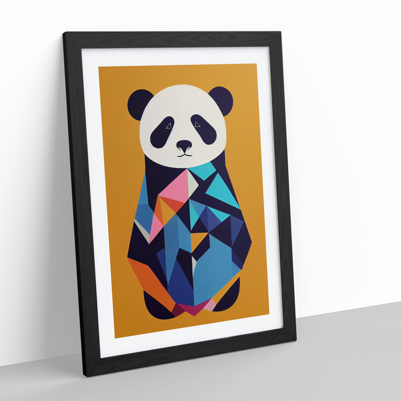 Panda Bear Abstract - Single Picture Frame Print, Black Framed, 64cm H x 46cm W x 2cm D