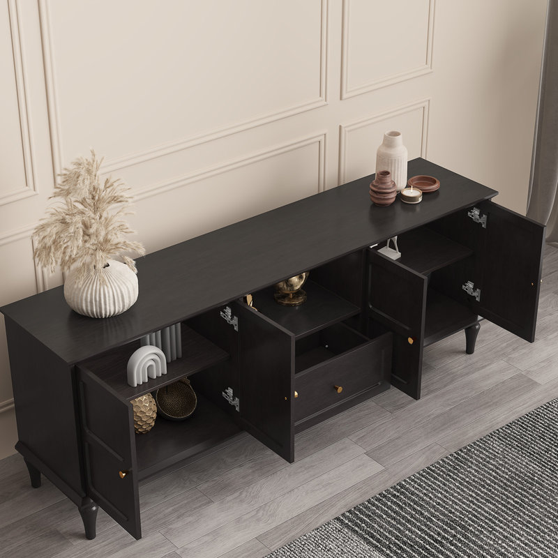67" Mid-Century Modern TV Stand for TVs up to 75", Black