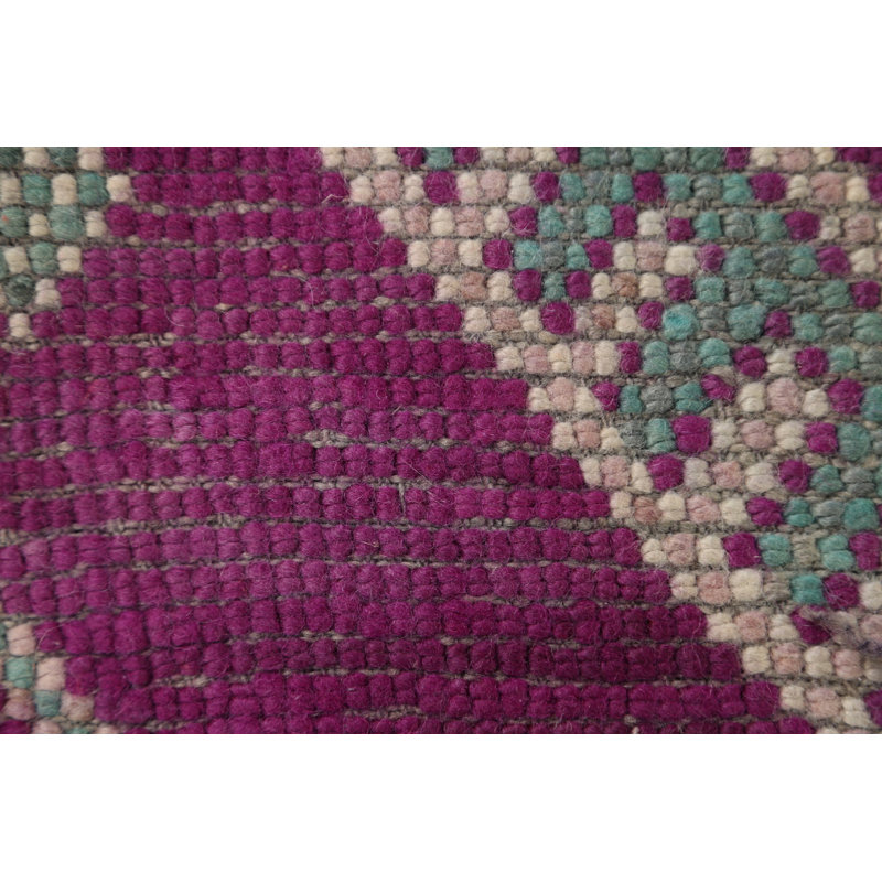 Tapis décoratif en laine de conception unique 6 pi 2 po x 12 pi 2 po noué à la main
