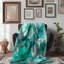 Tranquil Teal Blooms - 1 pièce Sherpa Premium-97879195